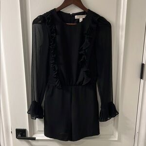 LC Lauren Conrad Black Ruffle Jumpsuit